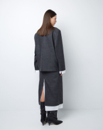 Жакет двубортный с дополнительными петлями из тонкой шерсти елочка серый