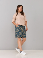 Шорты Н-147/джинсиндиго-цветыбежевые