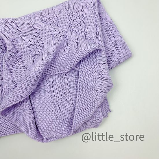 Плед вязаный Лаванда, хлопковый; 90х100