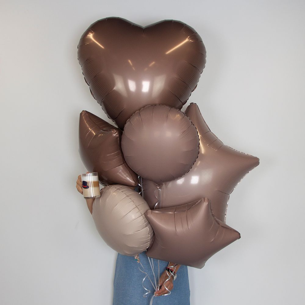 Шар (19''/48 см) Звезда, Кофе Латте, Сатин, 1 шт.