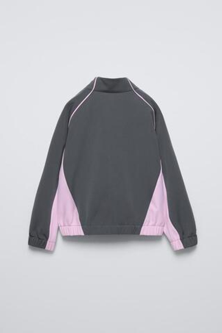 ZARA ТОЛСТОВКА С КОНТРАСТНЫМИ ДЕТАЛЯМИ, СЕРЫЙ