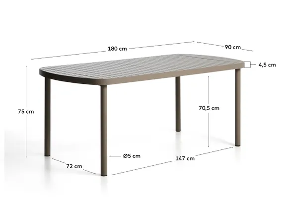 Уличный стол Joncols из алюминия с бежевой отделкой 180 x 90 см