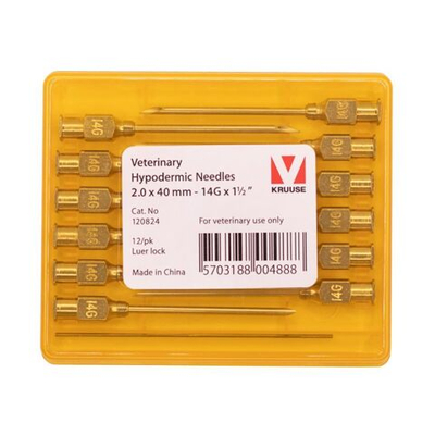 Игла многоразовая KRUUSE-Vet, 2,0х40 мм (14Gх1 1/2"), Luer-Lock, 12 шт.