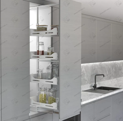 S-1825-US-W Шкаф-колонна в базу 300 мм, Starax Unique Slim, 6-ти ярусная, (230х510х1850-2000 мм), бе