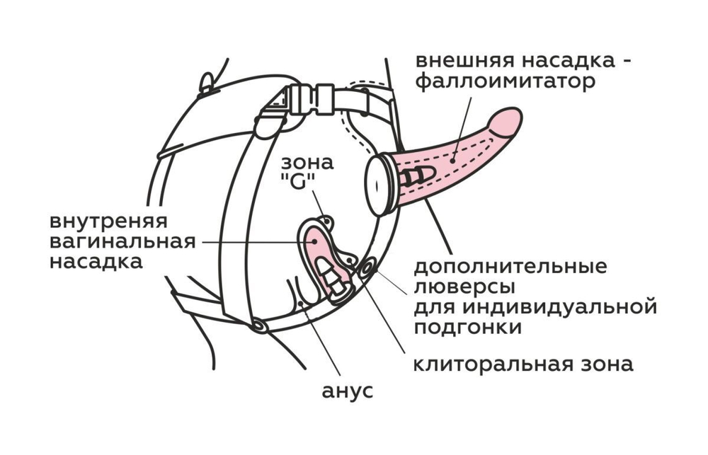 Реалистичный страпон Woman Midi с вагинальной пробкой - 19 см. (Цвет: телесный с черным)