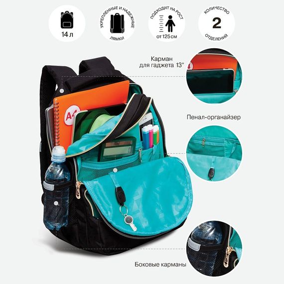 Çanta \ Bag \ RG-460-5 Рюкзак школьный (/1 черный)