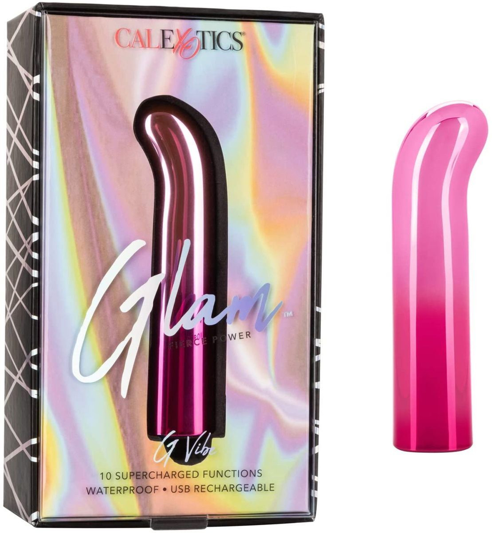 Розовый изогнутый мини-вибромассажер Glam G Vibe - 12 см. (Цвет: розовый)