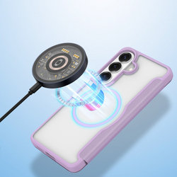 Чехол книжка фиолетового розового цвета с MagSafe для Samsung Galaxy S26+ Плюс, серия Skin X Pro Series от Dux Ducis