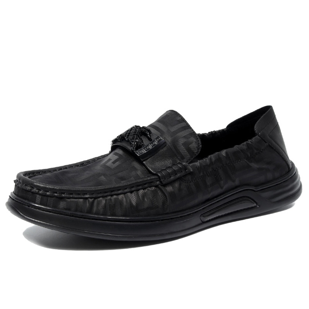 Bansley Top Grain Cow Leather Soft Sole Versatile, Gommino Loafers Men"s Black