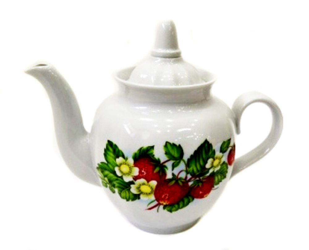 Чайник фарф завар 900 мл Гранатовый Цветущая земляника р4 06743