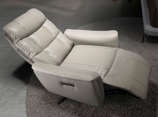 Поворотное кресло-реклайнер 5114/KM-A6010-M565 серое кожаное Испания 