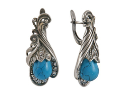 "Спб О С Камнем" серьги в серебряном покрытии из коллекции "Города России" от Jenavi  с английским замком