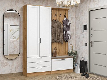 Прихожая Стиль-03 White Silkwood Дуб Вотан