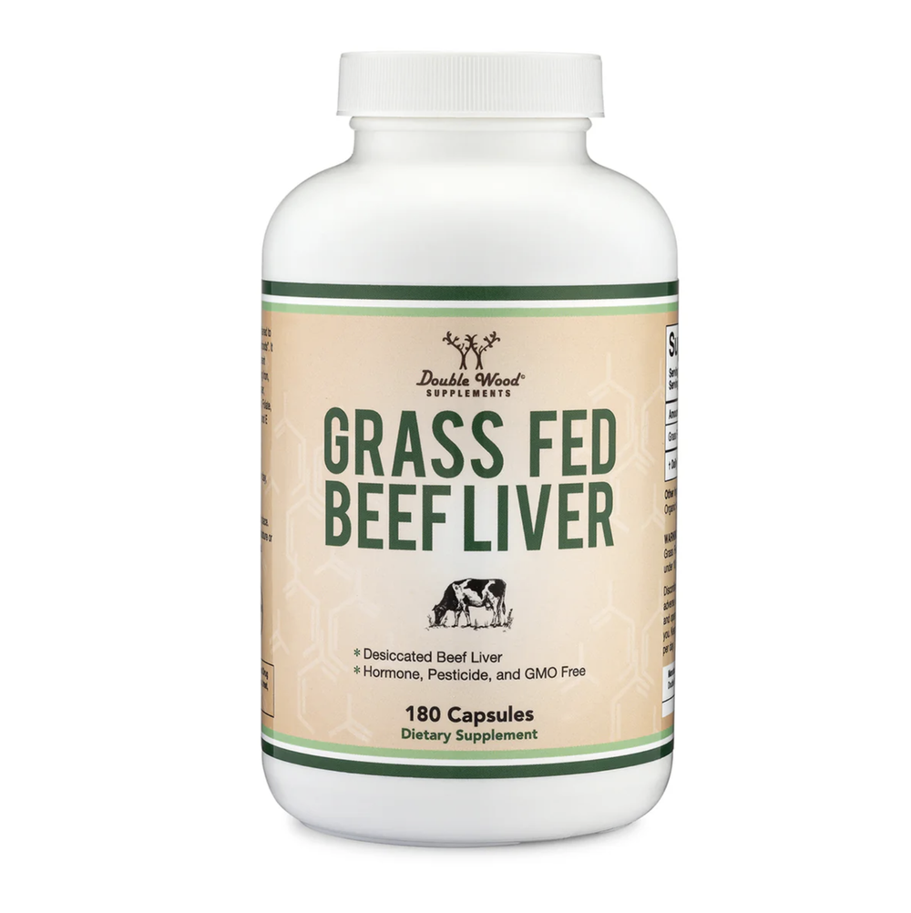Double Wood Supplements - Grass Fed Beef Liver - 180 x 500 mg capsules