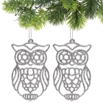 Подвеска «Мудрая сова» 10 см (набор 2 шт), серебро