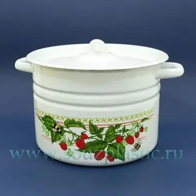 Кастрюля эмал 8,0л цил с рис С1620, С1620.П