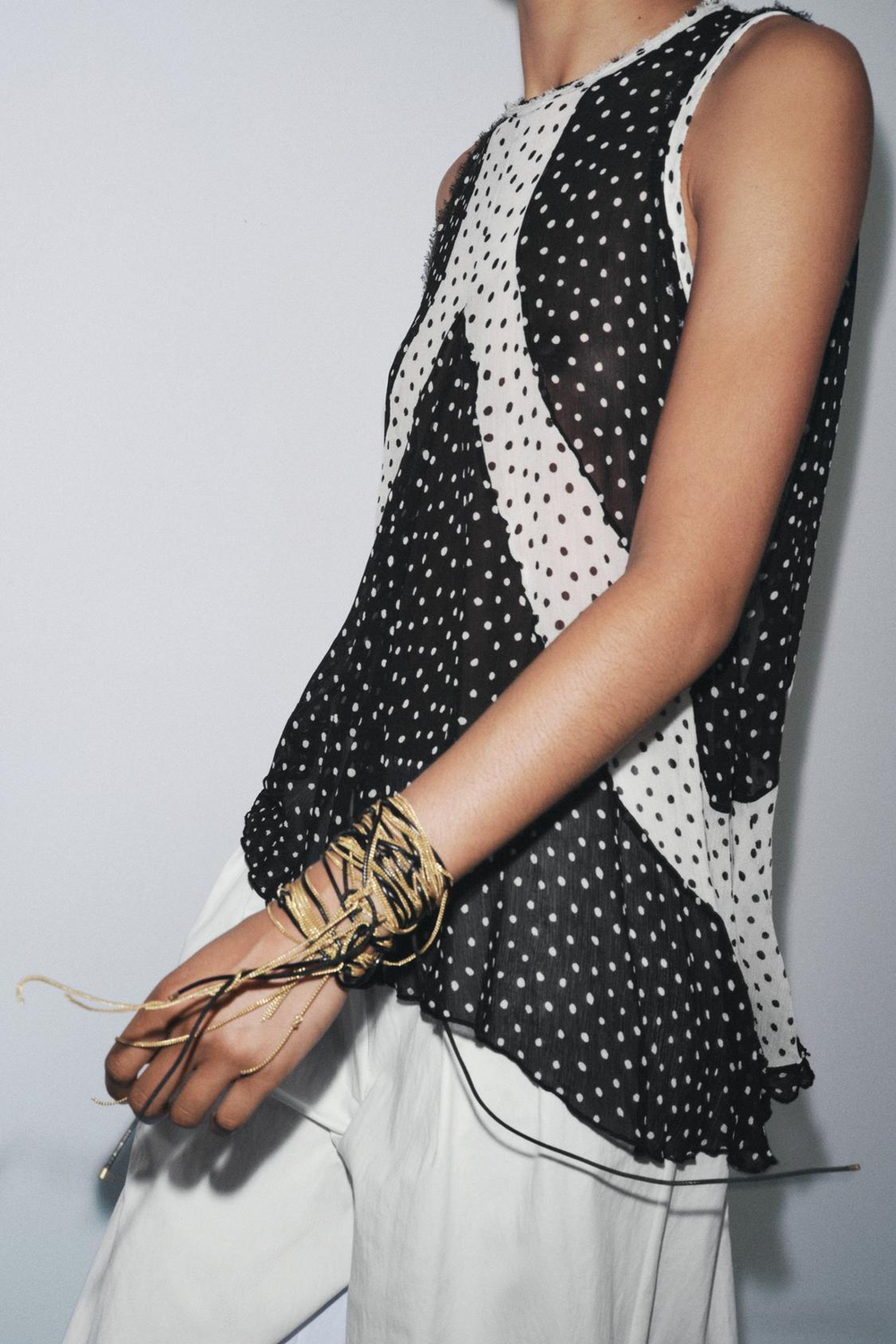 ZARA ТОП В ГОРОХ — ZW COLLECTION, ЧЕРНЫЙ