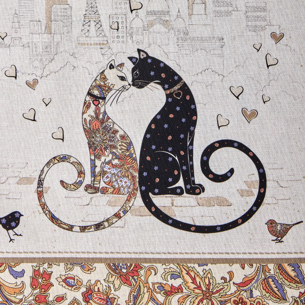 НАБОР ПОЛОТЕНЕЦ ИЗ 2-Х ШТ "ПАРИЖСКИЕ КОТЫ" 40Х60СМ, 100% ХЛОПОК, БЕЛЫЙ ТВИЛ