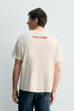 ZARA X DYLAN´S T-SHIRT CLUB ФУТБОЛКА С ИЛЛЮСТРАЦИЯМИ GREMLINS™ & ©, ЖЕЛТОВАТО-БЕЛЫЙ