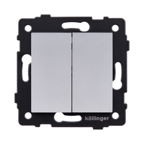 Выключатель кнопочный 2-клавишный 10А/250В, серый Kollinger REA-S-011GY для Aspekt, Eleganz, Reflex