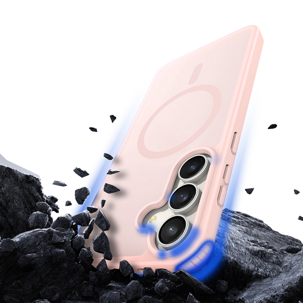 Прозрачный матовый чехол светло-розового цвета с MagSafe от Dux Ducis для Samsung Galaxy S25 FE, серия Yind Series Case