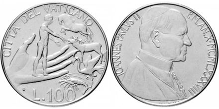 Ватикан 100 лир, 1988 Папа римский