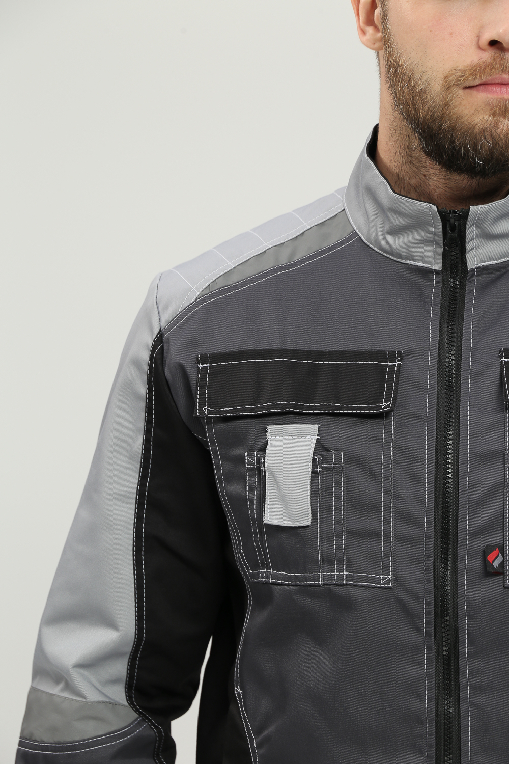 Костюм Вектрон-2 (тк.Смесовая,240) п/к, т.серый/св.серый/черный