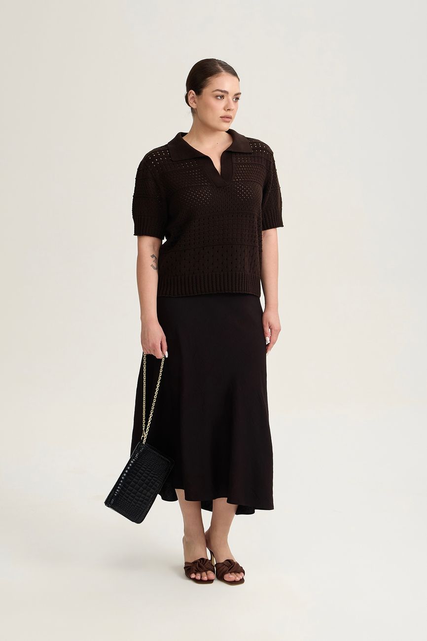 Юбка миди из жатой вискозы, черный