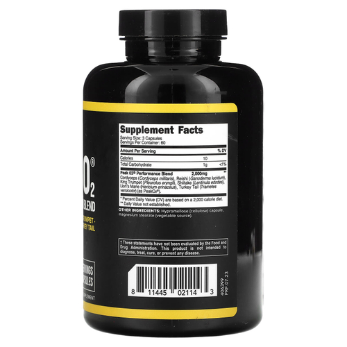 Primaforce, Peak O2, идеальная смесь грибов, 180 капсул (666 мг в 1 капсуле)