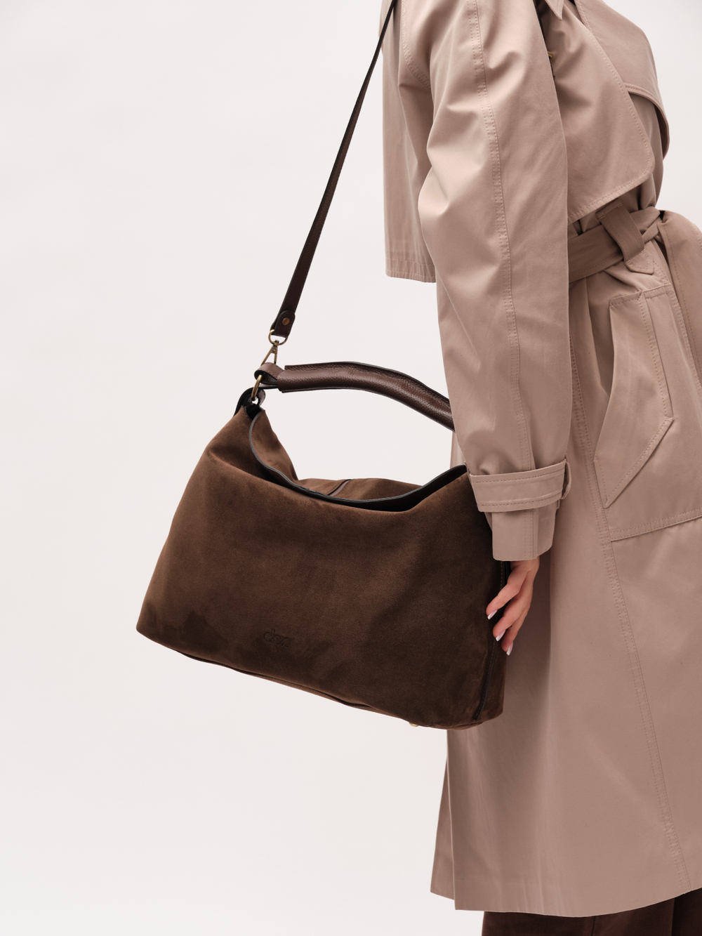 Замшевая сумка Andrea DBR 31374 кофе