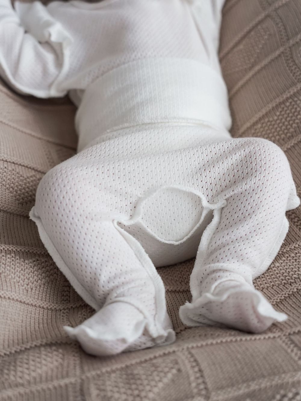 Ползунки с закрытой ножкой "Молоко" из ажурного хлопка 0+
