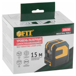 Уровень лазерный самоуспокаивающийся, красные лучи, крест, диапазон 15 м, без треноги, чехол FIT 18630