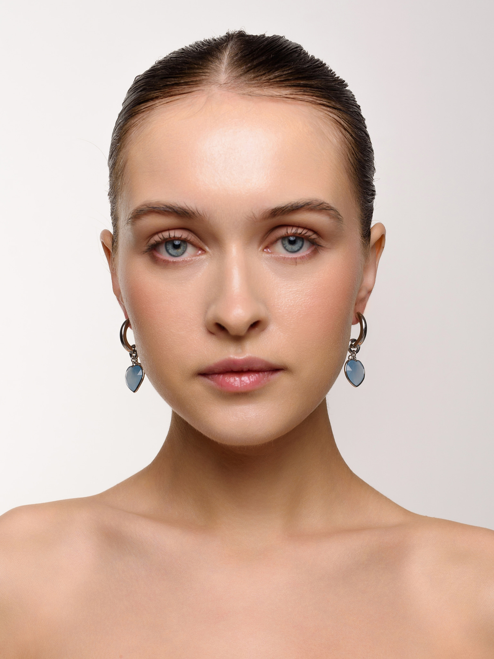 Серьги "Lovely" с голубым агатом Silver