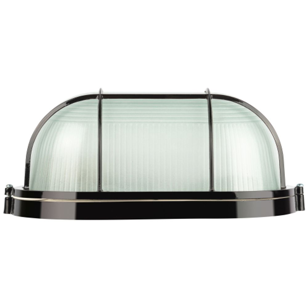 Светильник ЭРА НБП 04-100-002 Акватермо алюминий/стекло решетка IP54 E27 max 100Вт 280х160 овал черный