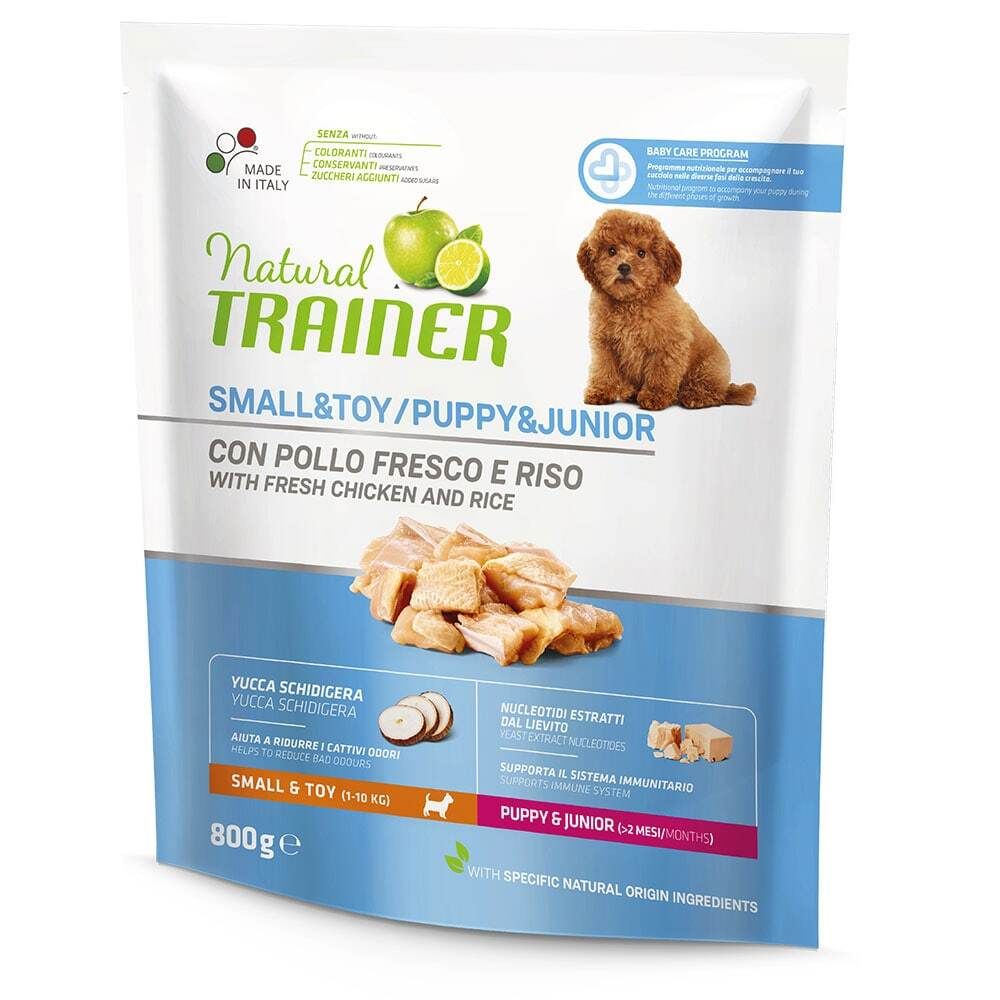 Сухой корм Trainer Natural Mini Puppy&amp;Junior для щенков и юниоров мелких пород от 1 до 10 месяцев с курицей 800 г