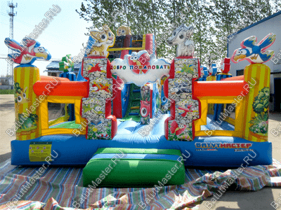 Коммерческий надувной батут "Звериный мир" 7*5*4 м