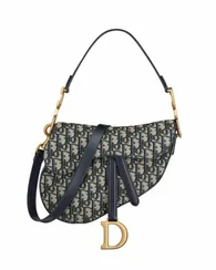Сумка Dior Saddle с ремнем синий
