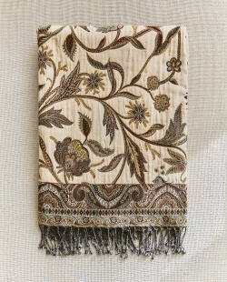 ZARA HOME ПЛЕД С ЖАККАРДОВЫМ УЗОРОМ НА ПРИРОДНУЮ ТЕМАТИКУ, ЗЕЛЕНЫЙ