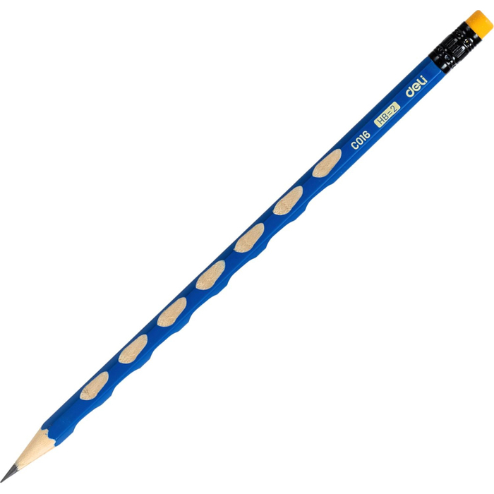 Карандаш чернографитный Deli U-Touch HB 6-гр,с ласт,с углубл,синий EC016-HB