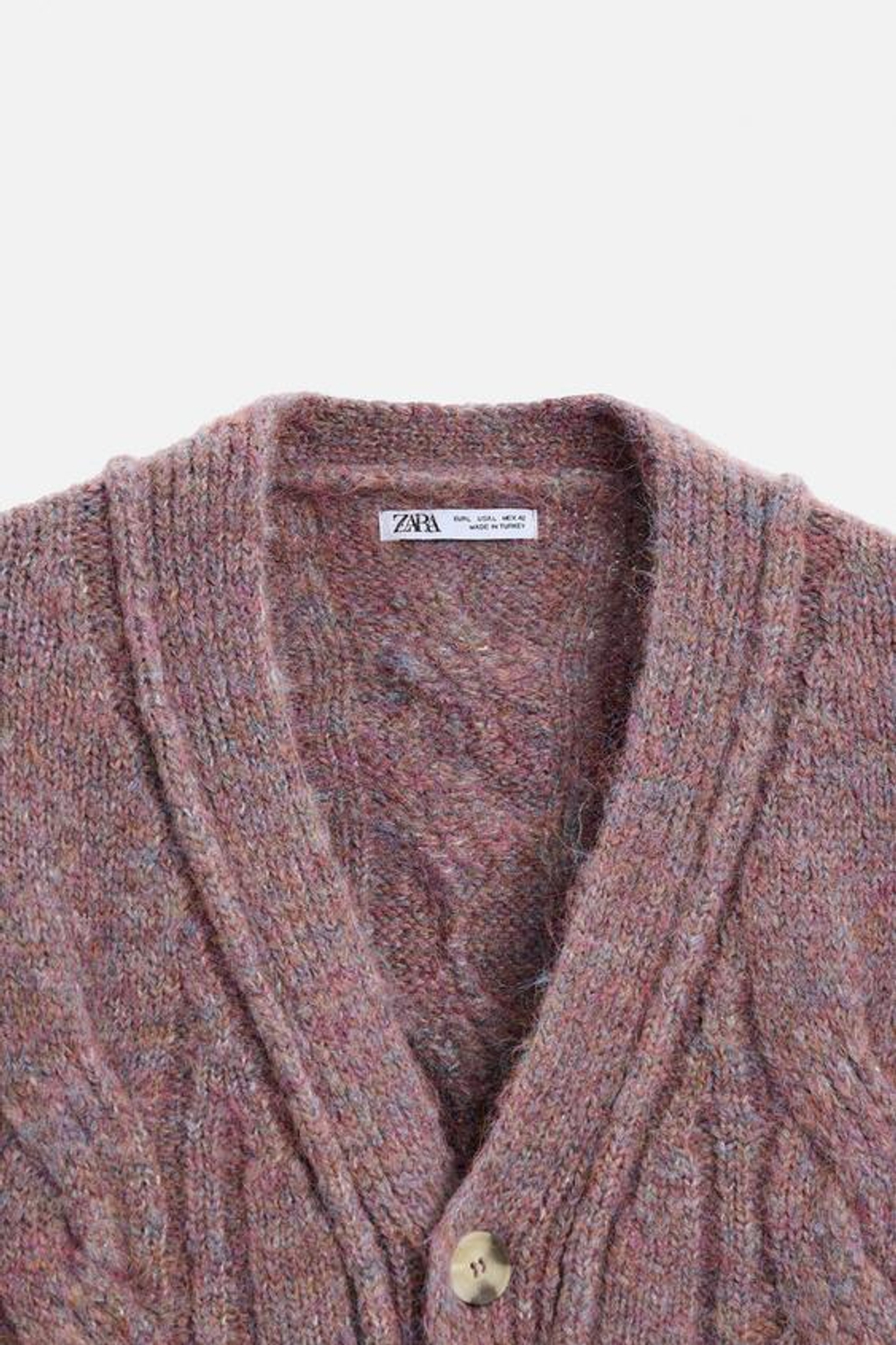 ZARA КАРДИГАН С УЗОРОМ «КОСЫ», ЦВЕТ МАЛЬВЫ