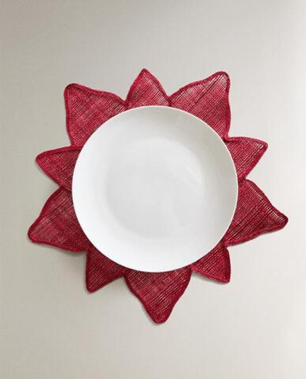 ZARA HOME НОВОГОДНЯЯ САЛФЕТКА ИЗ РАМИ «ПУАНСЕТТИЯ», КРАСНЫЙ