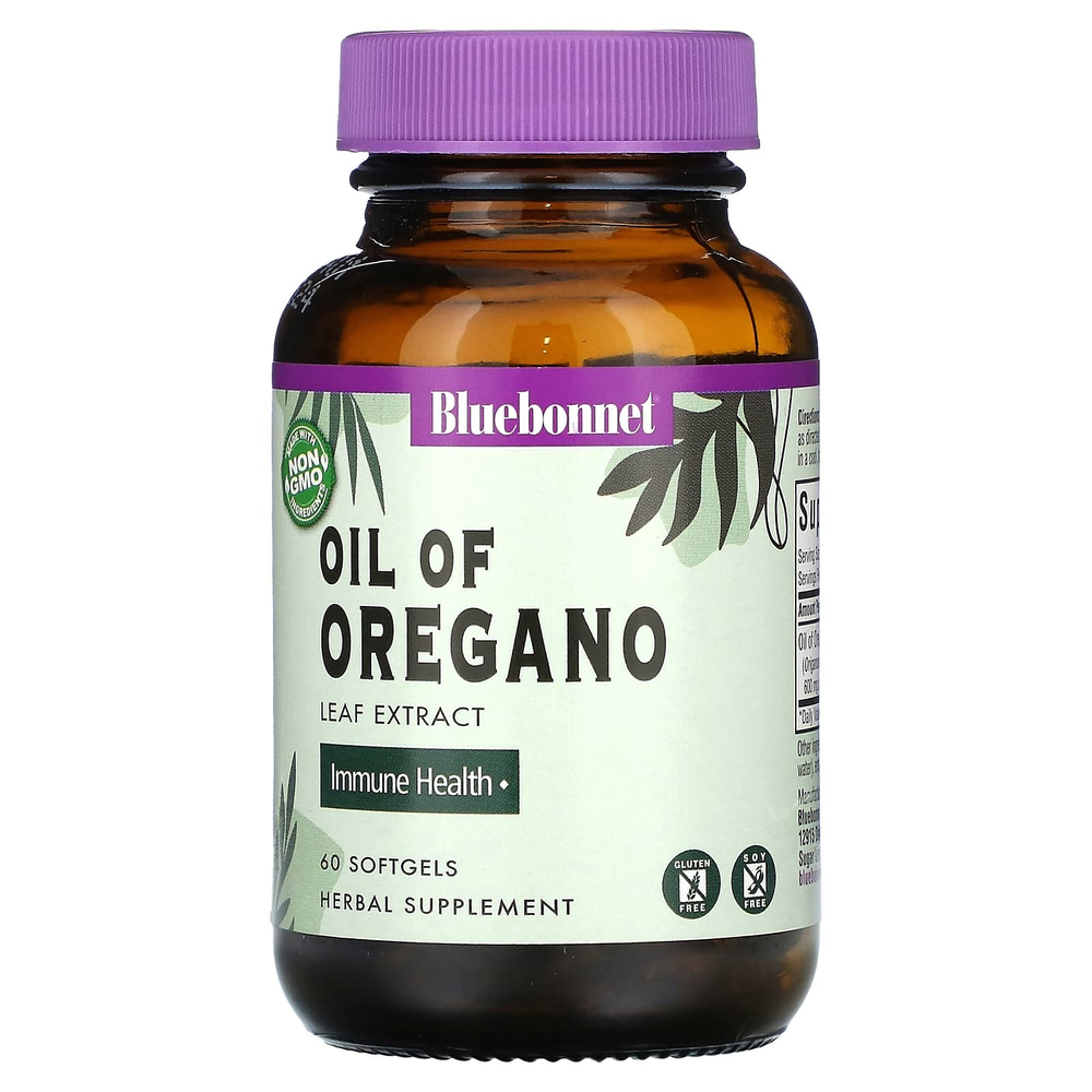 Bluebonnet Nutrition, масло орегано, экстракт листьев, 60 капсул (150 мг в каждой)
