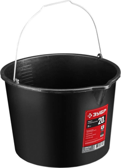 Ведро строительное пластмассовое, высокопрочное, с носиком ЗУБР 20 л, 06093-20_z02