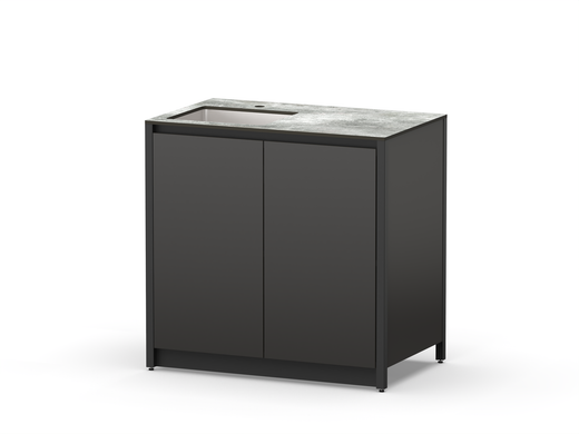 Шкаф напольный с мойкой Lounge D-04S-L, 90 см, черный/серый каспий