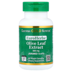 California Gold Nutrition, EuroHerbs™, экстракт листьев оливкового дерева, качество Euromed, 500 мг, 60 растительных капсул