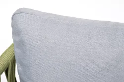 "Диего" диван 2-местный плетеный из роупа, каркас алюминий светло-серый (RAL7035) муар, роуп салатовый меланж круглый, ткань светло-серая