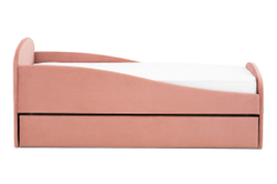 Детская мягкая кровать с ящиком Бельмарко Letmo пудровый велюр