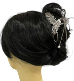 Заколка-краб для волос "Перо" Цвет серебро.