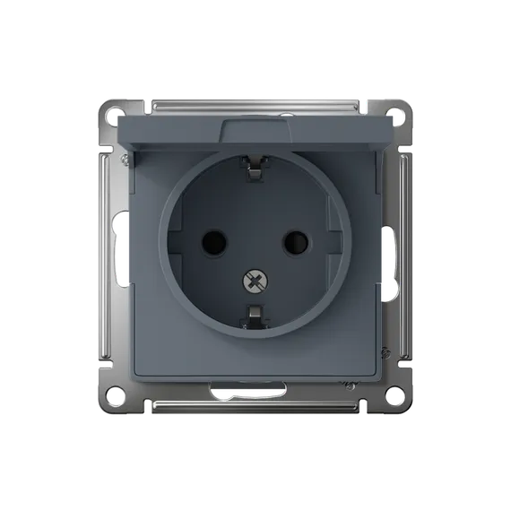 Розетка 1-м СП AtlasDesign 16А IP20 с заземл. защ. шторки с крышкой механизм грифель SE ATN000746