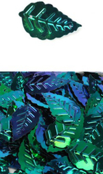 Пайетки фигурные голографические-(листья)-10гр-14х25мм-Colibry